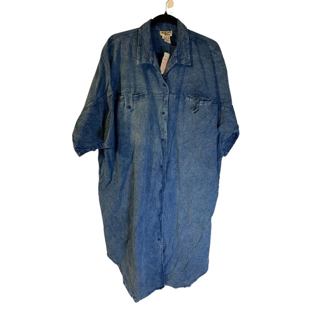Vintage Midnight Run Women's Chambray Dress Plus Size 2X 22W NEW 100% Cotton